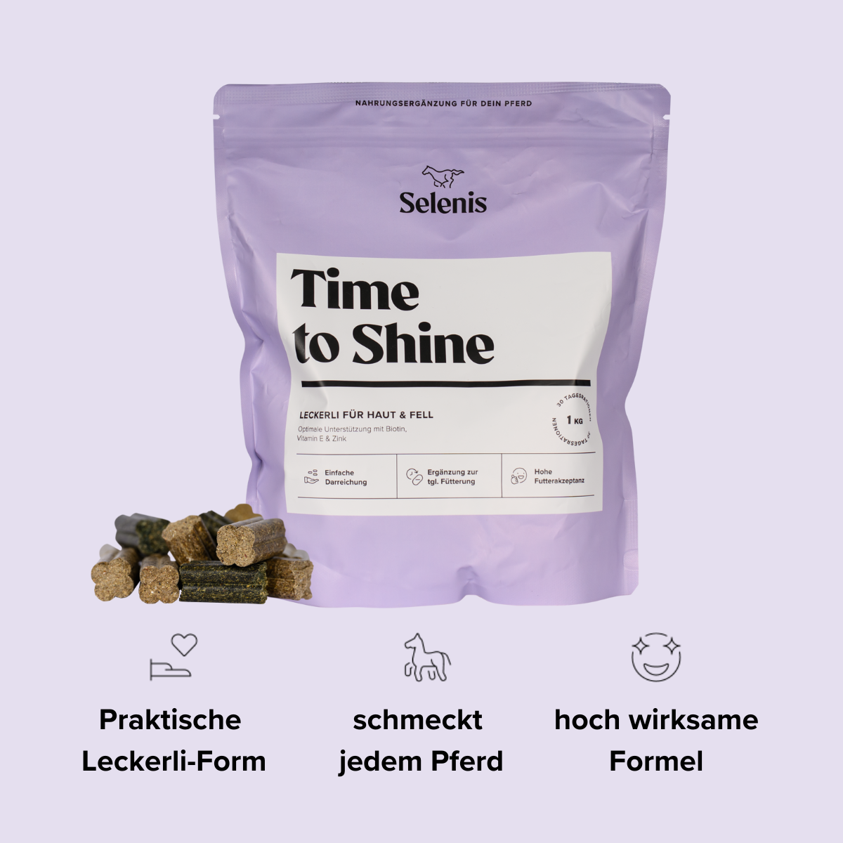 Selenis-Zusatzfutter-Pferde-Time-to-Shine-1kg-Vorteile